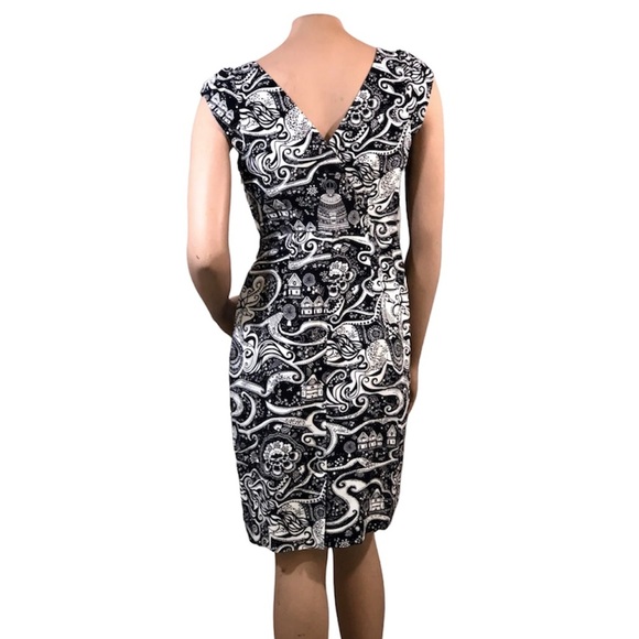 ANTHROPOLOGIE - MOULINETTE SOEURS - Swirling Villages Dress - Black / White - Picture 4 of 13